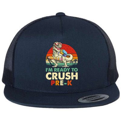 Im Ready To Crush PreK Retro Dinosaur Funny Back To School Gift Flat Bill Trucker Hat