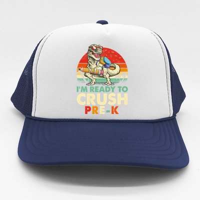 Im Ready To Crush PreK Retro Dinosaur Funny Back To School Gift Trucker Hat