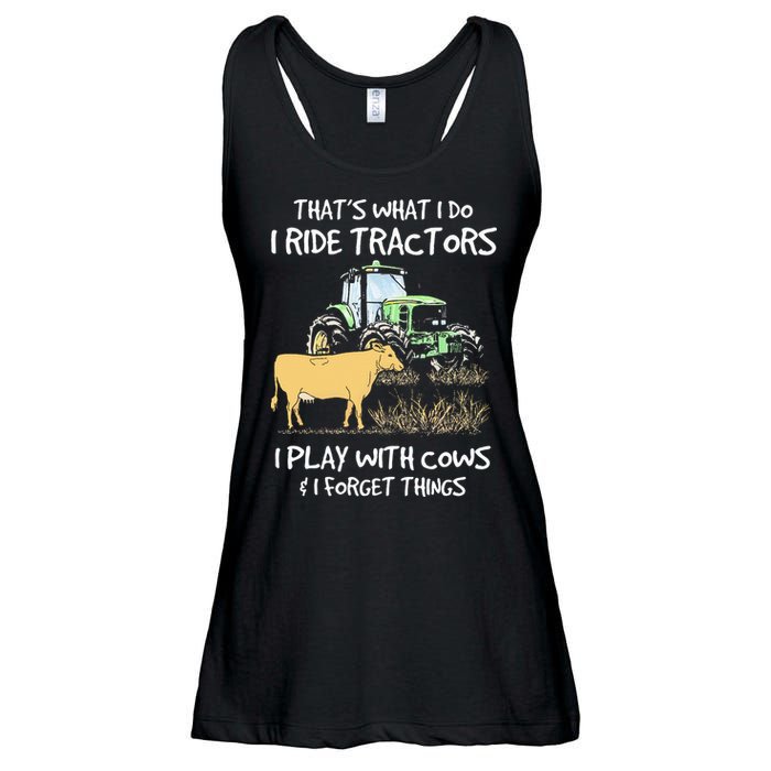 I Ride Tractors I Play With Cows And I Forget Things Farmer Ladies Essential Flowy Tank