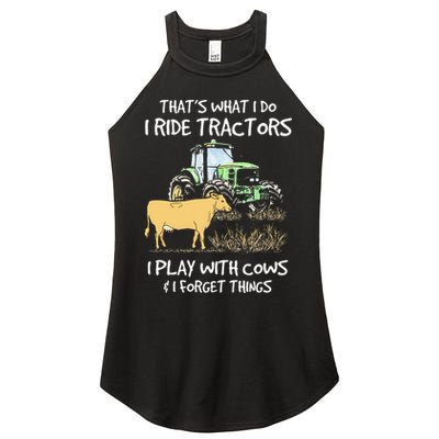 I Ride Tractors I Play With Cows And I Forget Things Farmer Women's Perfect Tri Rocker Tank