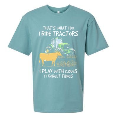I Ride Tractors I Play With Cows And I Forget Things Farmer Sueded Cloud Jersey T-Shirt