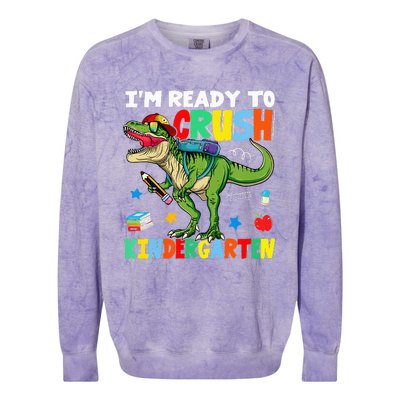 I'm Ready To Crush Kindergarten Back To School Dinosaur Colorblast Crewneck Sweatshirt