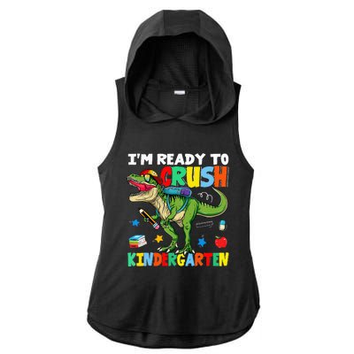 I'm Ready To Crush Kindergarten Back To School Dinosaur Ladies PosiCharge Tri-Blend Wicking Draft Hoodie Tank