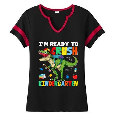 I'm Ready To Crush Kindergarten Back To School Dinosaur Ladies Halftime Notch Neck Tee