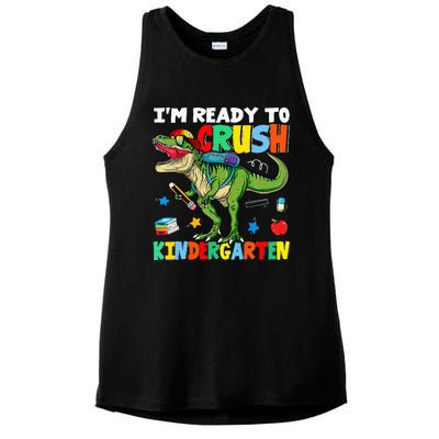 I'm Ready To Crush Kindergarten Back To School Dinosaur Ladies PosiCharge Tri-Blend Wicking Tank