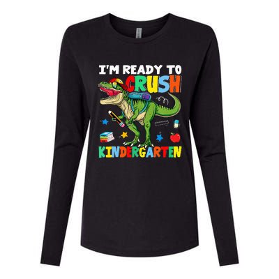 I'm Ready To Crush Kindergarten Back To School Dinosaur Womens Cotton Relaxed Long Sleeve T-Shirt