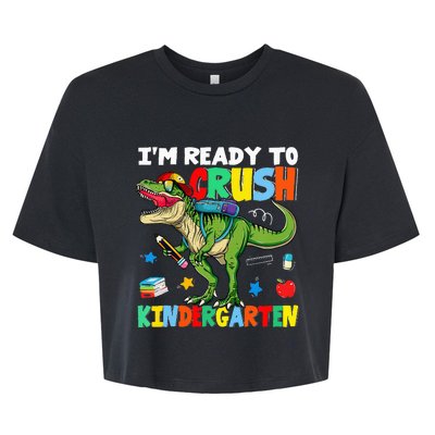 I'm Ready To Crush Kindergarten Back To School Dinosaur Bella+Canvas Jersey Crop Tee