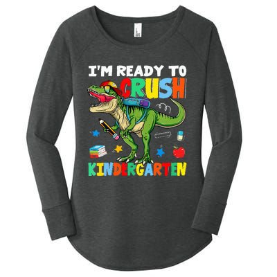 I'm Ready To Crush Kindergarten Back To School Dinosaur Women's Perfect Tri Tunic Long Sleeve Shirt