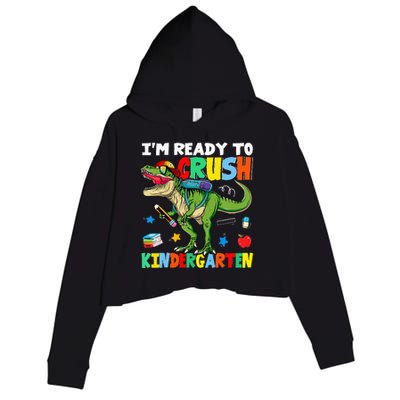 I'm Ready To Crush Kindergarten Back To School Dinosaur Crop Fleece Hoodie