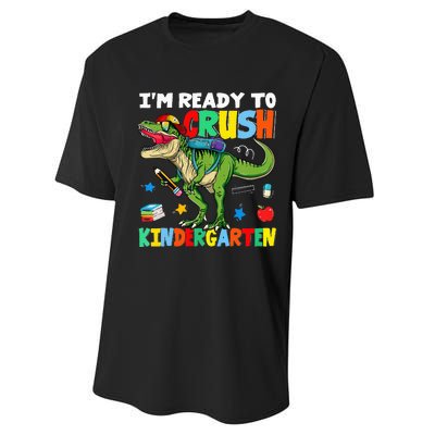 I'm Ready To Crush Kindergarten Back To School Dinosaur Performance Sprint T-Shirt