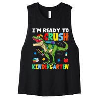 I'm Ready To Crush Kindergarten Back To School Dinosaur Women's Racerback Cropped Tank