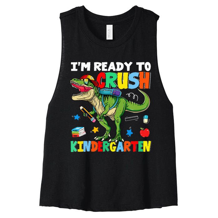 I'm Ready To Crush Kindergarten Back To School Dinosaur Women's Racerback Cropped Tank