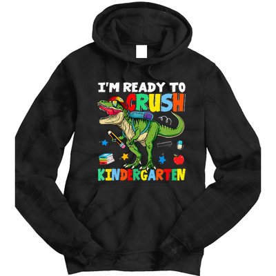 I'm Ready To Crush Kindergarten Back To School Dinosaur Tie Dye Hoodie