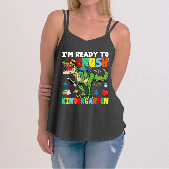 I'm Ready To Crush Kindergarten Back To School Dinosaur Women's Strappy Tank