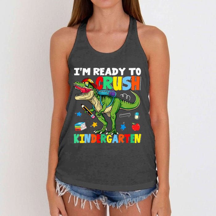 I'm Ready To Crush Kindergarten Back To School Dinosaur Women's Knotted Racerback Tank