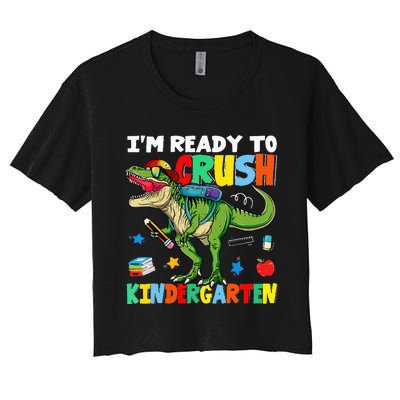 I'm Ready To Crush Kindergarten Back To School Dinosaur Women's Crop Top Tee