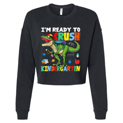 I'm Ready To Crush Kindergarten Back To School Dinosaur Cropped Pullover Crew