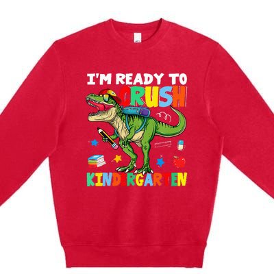 I'm Ready To Crush Kindergarten Back To School Dinosaur Premium Crewneck Sweatshirt