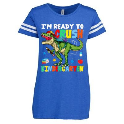 I'm Ready To Crush Kindergarten Back To School Dinosaur Enza Ladies Jersey Football T-Shirt