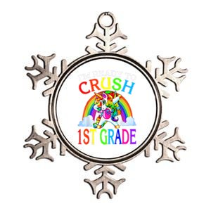 Im Ready To Crush 1st Grade Unicorn Back To School Metallic Star Ornament