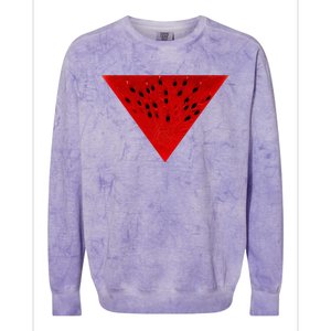 Inverted Red Triangle Watermelon Slice Colorblast Crewneck Sweatshirt