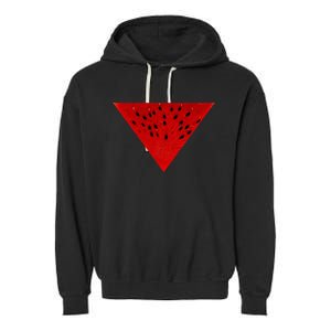 Inverted Red Triangle Watermelon Slice Garment-Dyed Fleece Hoodie