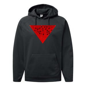 Inverted Red Triangle Watermelon Slice Performance Fleece Hoodie