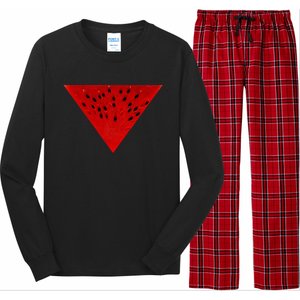 Inverted Red Triangle Watermelon Slice Long Sleeve Pajama Set