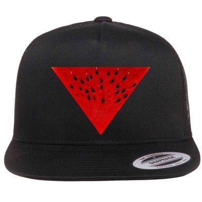 Inverted Red Triangle Watermelon Slice Flat Bill Trucker Hat