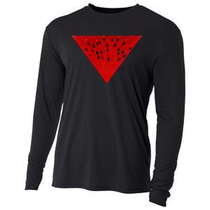 Inverted Red Triangle Watermelon Slice Cooling Performance Long Sleeve Crew