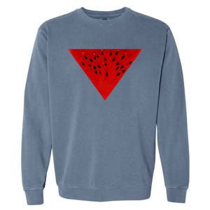 Inverted Red Triangle Watermelon Slice Garment-Dyed Sweatshirt