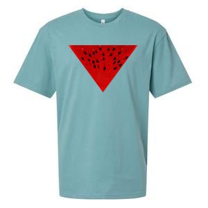 Inverted Red Triangle Watermelon Slice Sueded Cloud Jersey T-Shirt