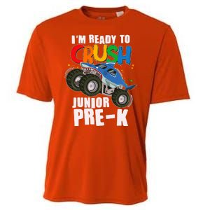 Im Ready To Crush Junior Pre K Shark Monster Truck Cooling Performance Crew T-Shirt