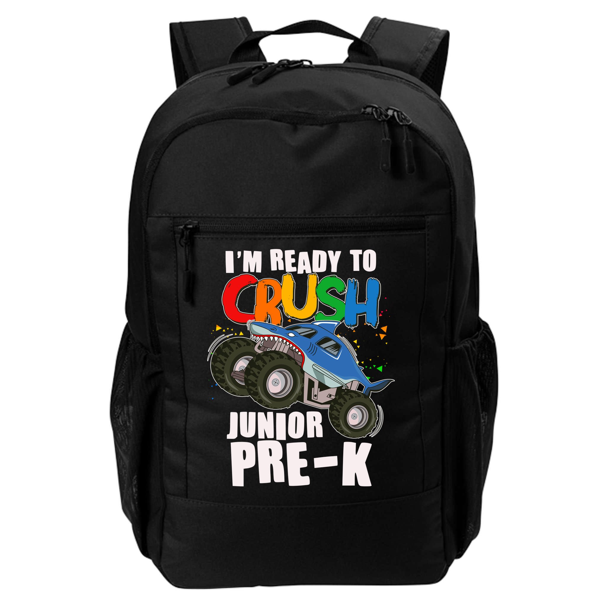Im Ready To Crush Junior Pre K Shark Monster Truck Backpack