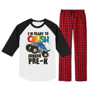 Im Ready To Crush Junior Pre K Shark Monster Truck Raglan Sleeve Pajama Set