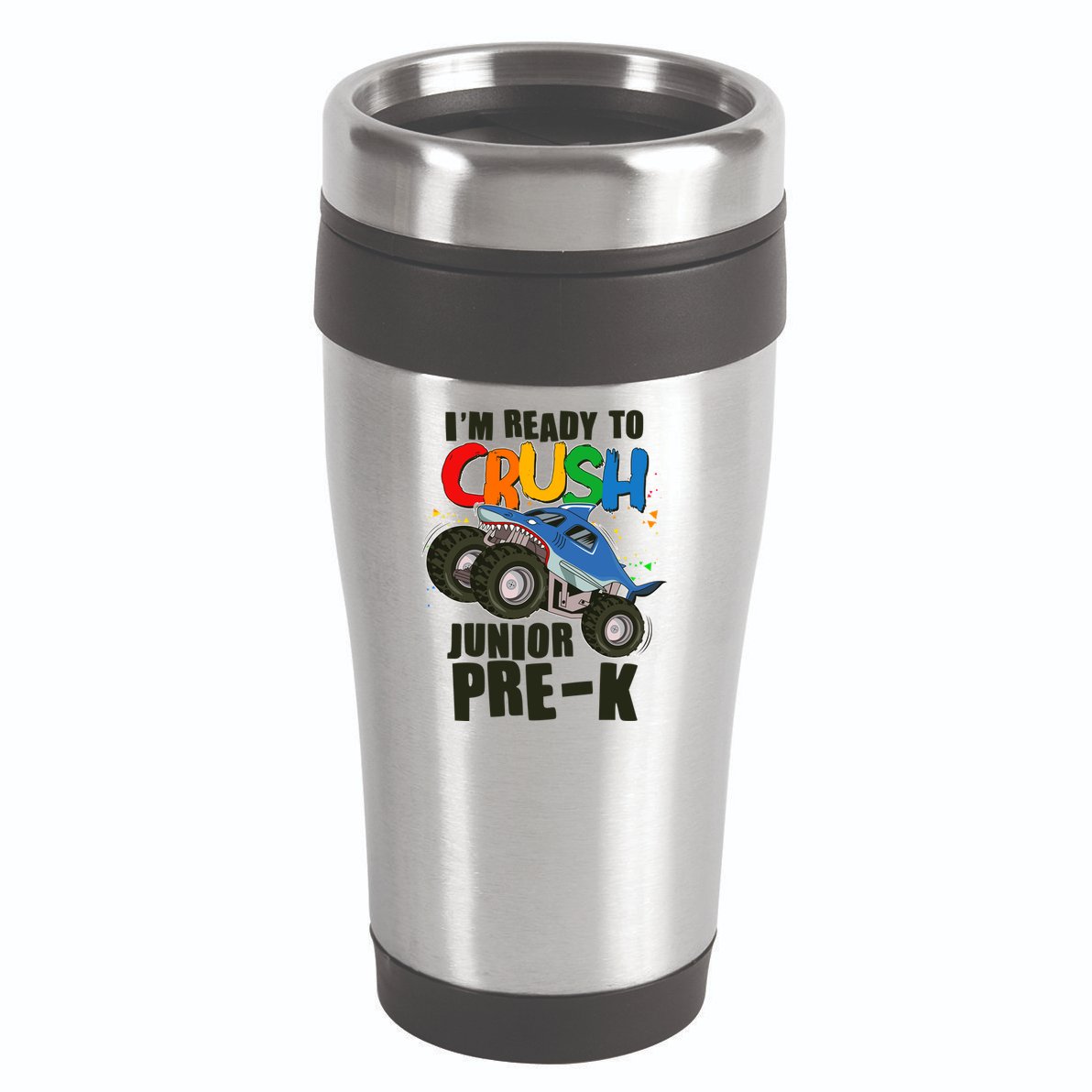 Im Ready To Crush Junior Pre K Shark Monster Truck 16oz Travel Tumbler