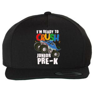 Im Ready To Crush Junior Pre K Shark Monster Truck Wool Snapback Cap