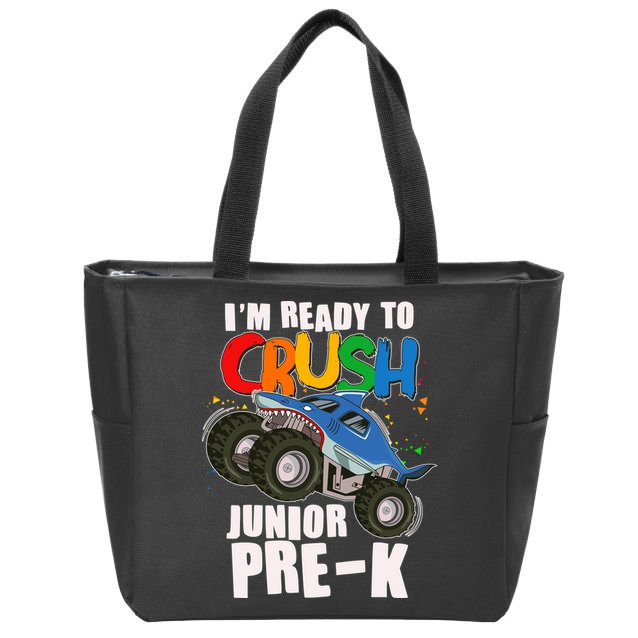 Im Ready To Crush Junior Pre K Shark Monster Truck Zip Tote Bag