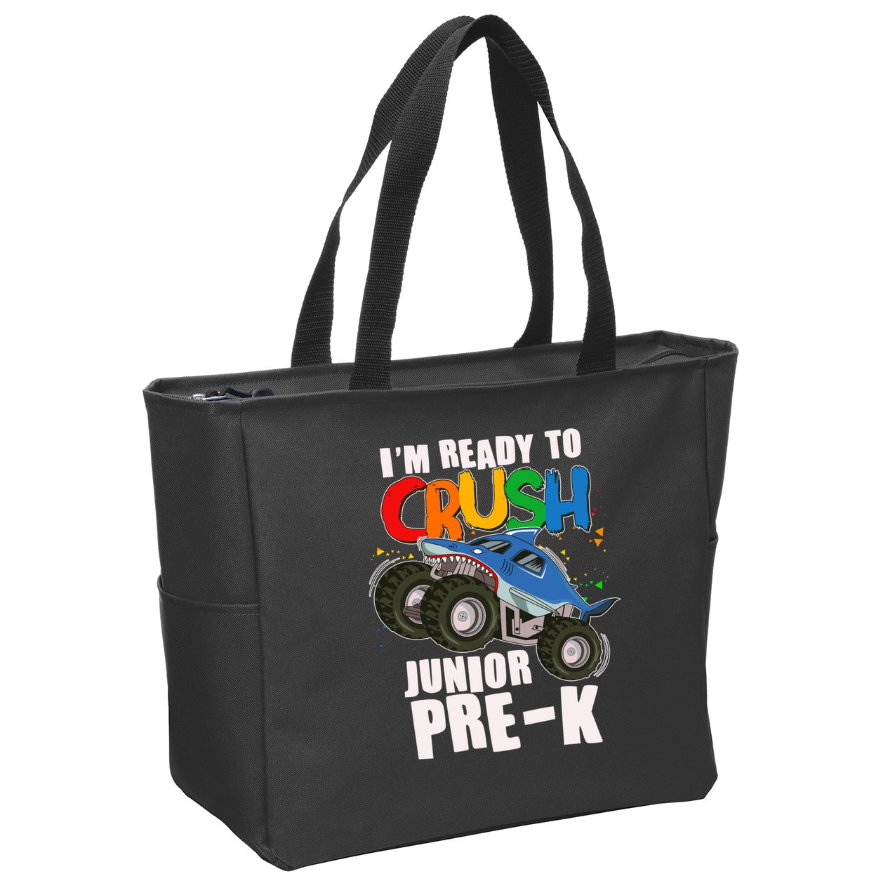 Im Ready To Crush Junior Pre K Shark Monster Truck Zip Tote Bag