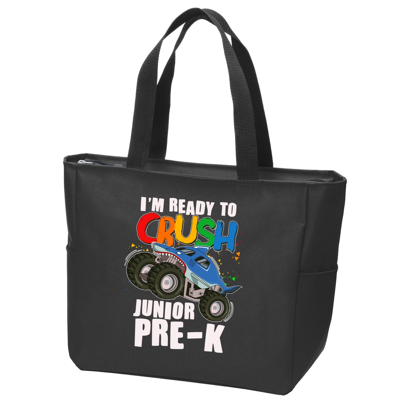 Im Ready To Crush Junior Pre K Shark Monster Truck Zip Tote Bag