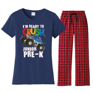 Im Ready To Crush Junior Pre K Shark Monster Truck Women's Flannel Pajama Set