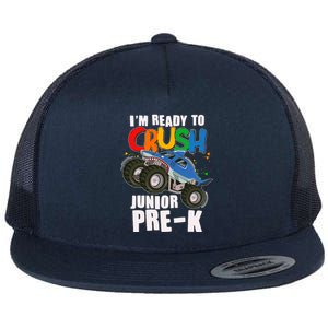 Im Ready To Crush Junior Pre K Shark Monster Truck Flat Bill Trucker Hat