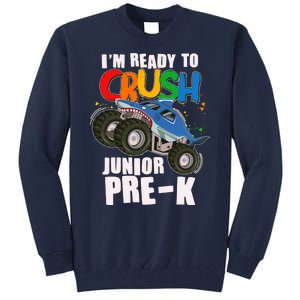 Im Ready To Crush Junior Pre K Shark Monster Truck Tall Sweatshirt