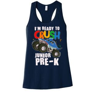 Im Ready To Crush Junior Pre K Shark Monster Truck Women's Racerback Tank