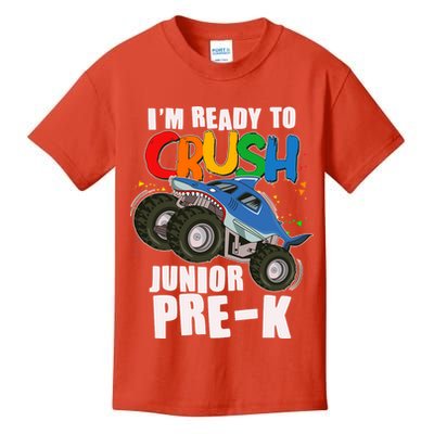 Im Ready To Crush Junior Pre K Shark Monster Truck Kids T-Shirt