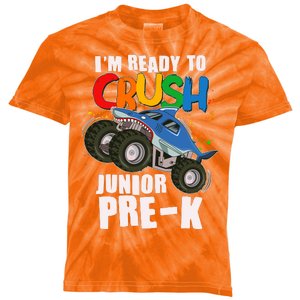 Im Ready To Crush Junior Pre K Shark Monster Truck Kids Tie-Dye T-Shirt