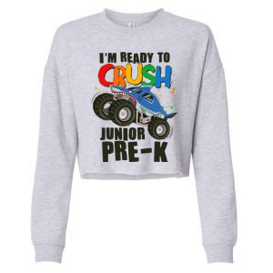 Im Ready To Crush Junior Pre K Shark Monster Truck Cropped Pullover Crew