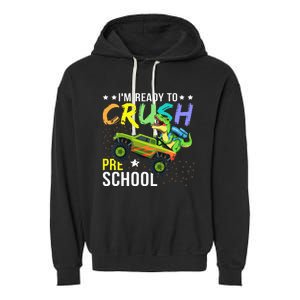 I'm Ready to Crush Kindergarten Dinosaur Back to School Garment-Dyed Fleece Hoodie