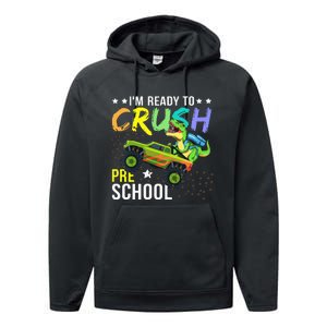 I'm Ready to Crush Kindergarten Dinosaur Back to School Performance Fleece Hoodie