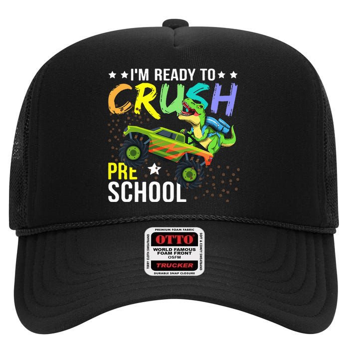 I'm Ready to Crush Kindergarten Dinosaur Back to School High Crown Mesh Back Trucker Hat